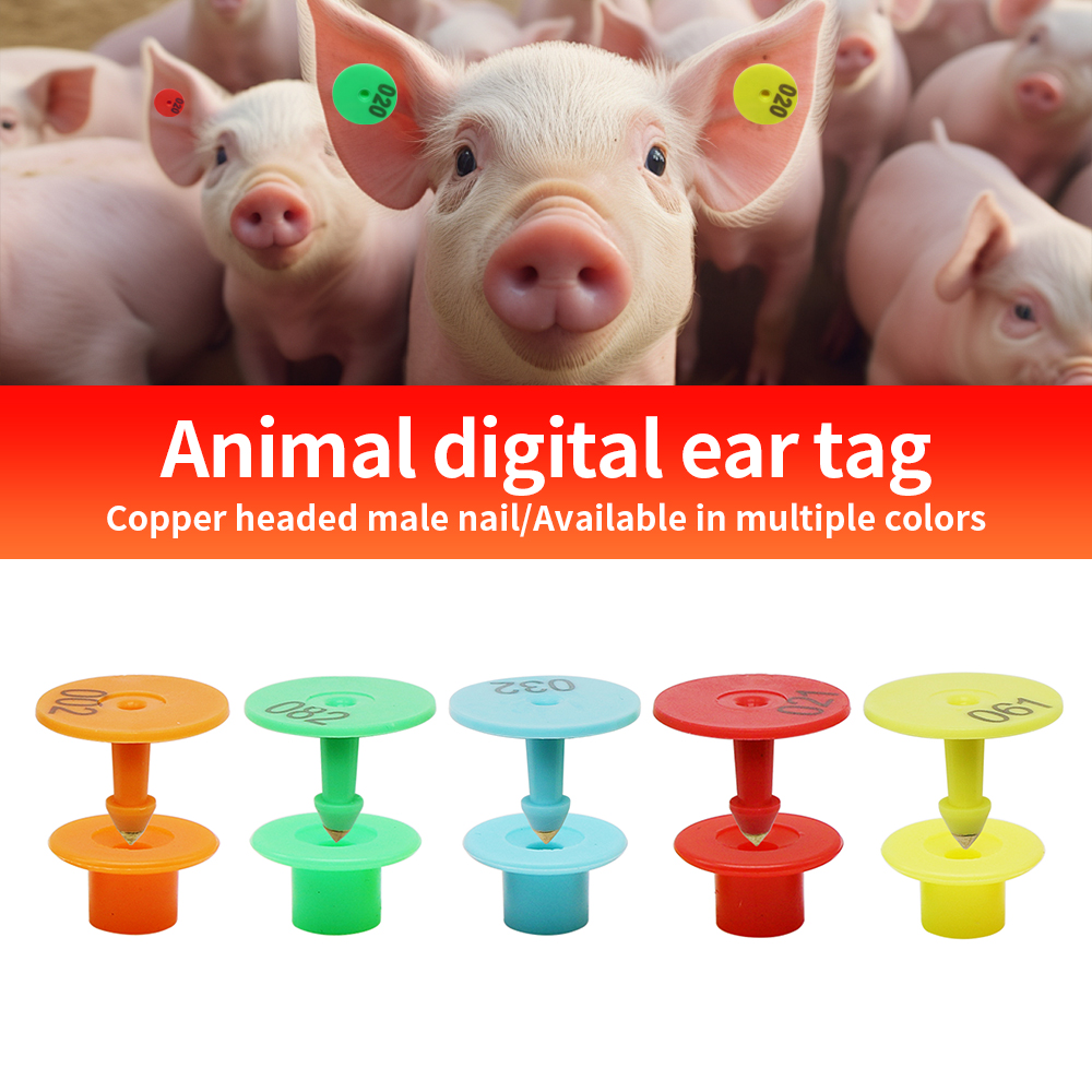 Livestock Ear Tag - 豚と羊の耳のラベル、ヤギの識別、識別カード、耳の看板、排出防止、レーザー印刷ラベル、100個