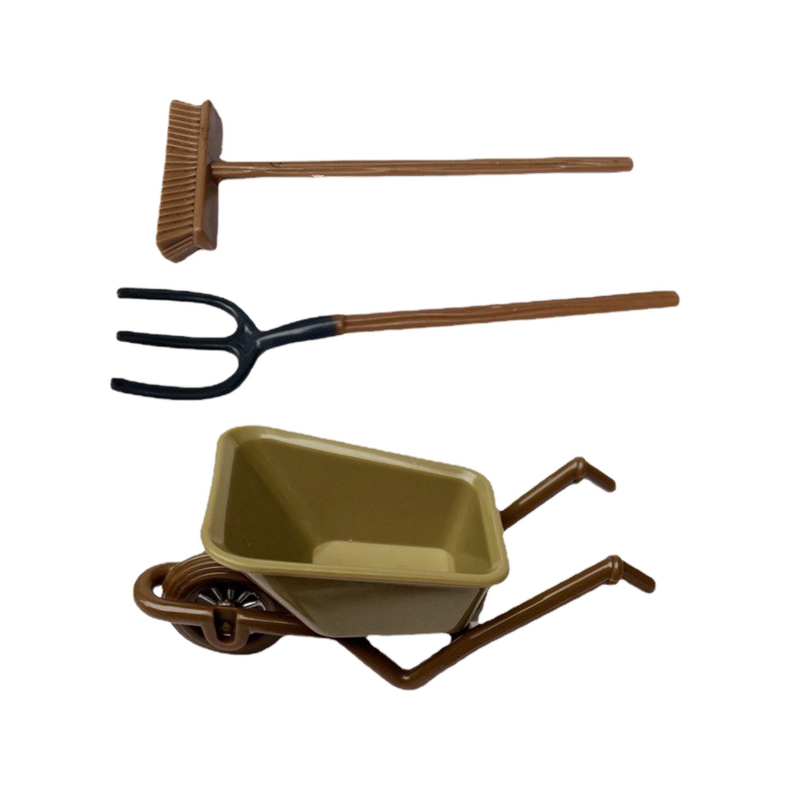 Agriculture Farming Vehicles - 3個セット 1:12 ドールハウス用農具 組み立て式カート シミュレーション リアルな生活シーン