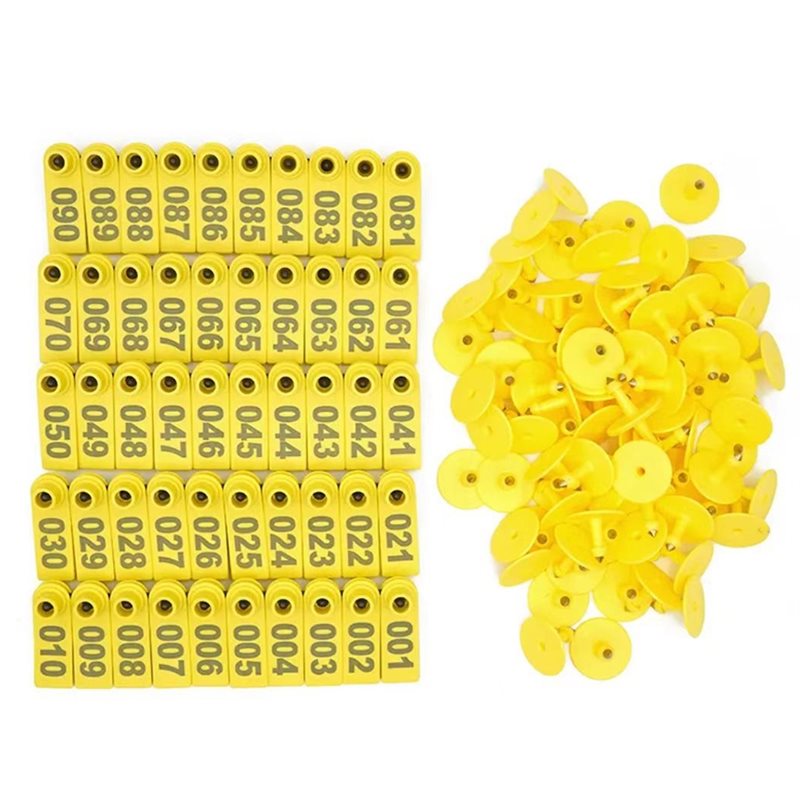 Livestock Ear Tag - AB41-羊耳標番号001～100、番号付きタグ、家畜識別用にプライヤー不要