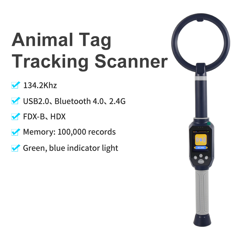 Livestock Ear Tag - RFIDロングスティック134.2khz HDX FDX-B 2.4Gリーダー、動物耳タグ用、家畜牛羊スキャナー、動物耳タグリーダー