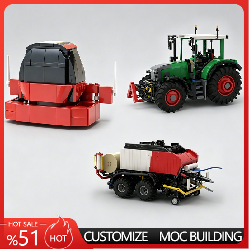 新しいグリーンファームトラクターと赤いベーラートレーラーMO - Farming Agriculture Model のレビューと価格